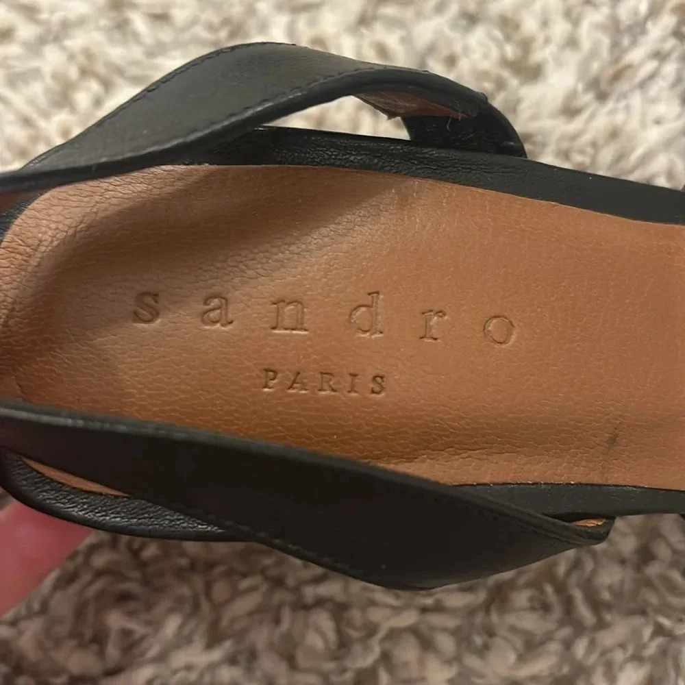 Sandro Linette Decorative Toe Leather Sandals - Picture 7 of 7